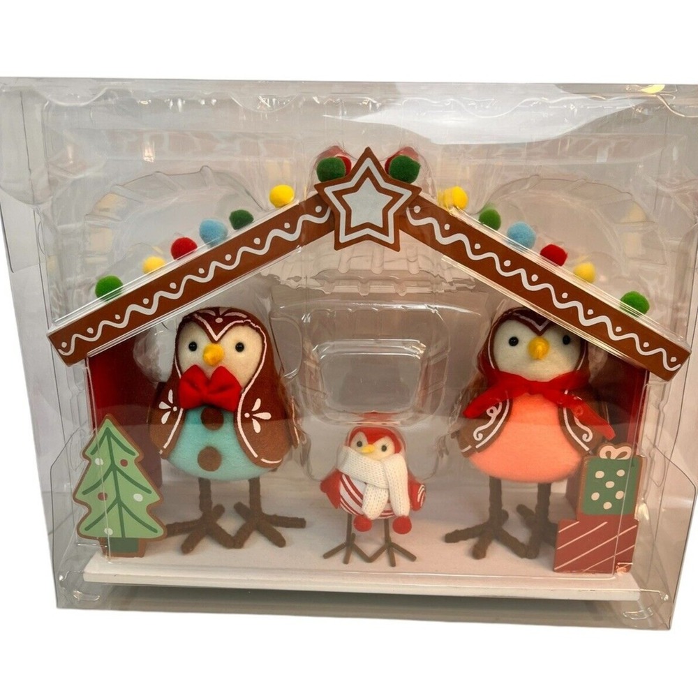 Target Wondershop‎ 4pc Featherly Friends Gingerbread Fabric Birds Set 2023 NEW